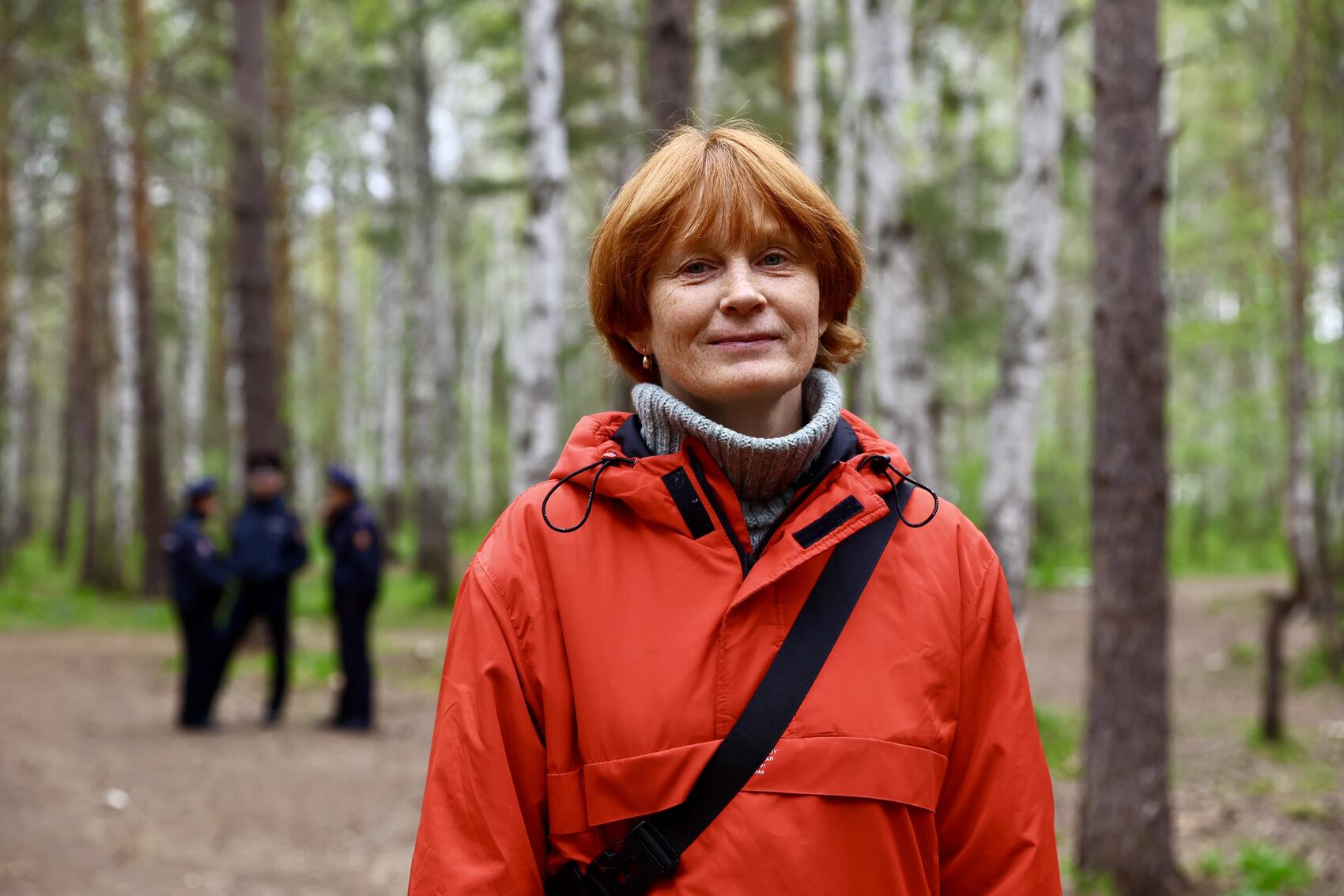 Татьяна Малышкина во время акции в Березовой роще в 2024 году