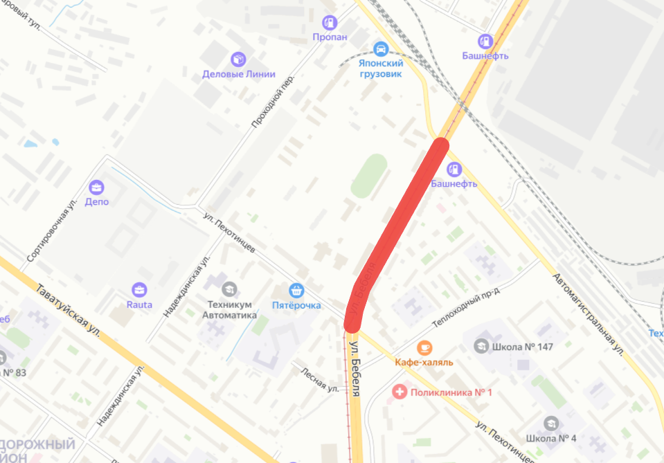 Участок, где будут ремонтировать пути. Скриншот «Яндекс. Карт»